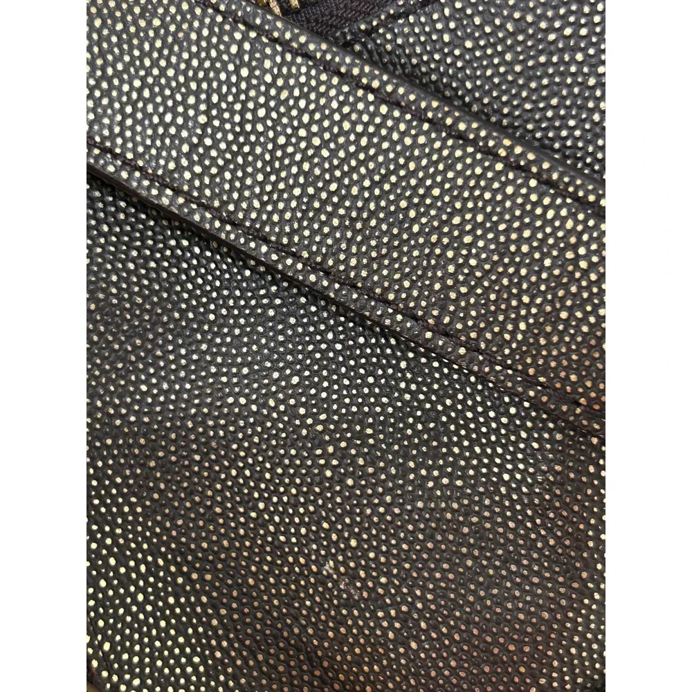 Cole Haan Metallic Shimmer Leather Satchel Crossbody Bag Brown Gold